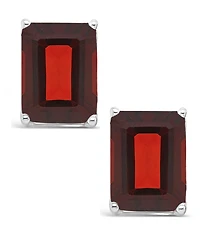 Macy's Garnet (3-7/8 ct. t.w.) Stud Earrings in 14K White Gold
