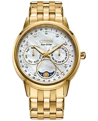 Citizen Eco-Drive Women's Calendrier Diamond-Accent Gold-Tone Stainless Steel Bracelet Watch 37mm