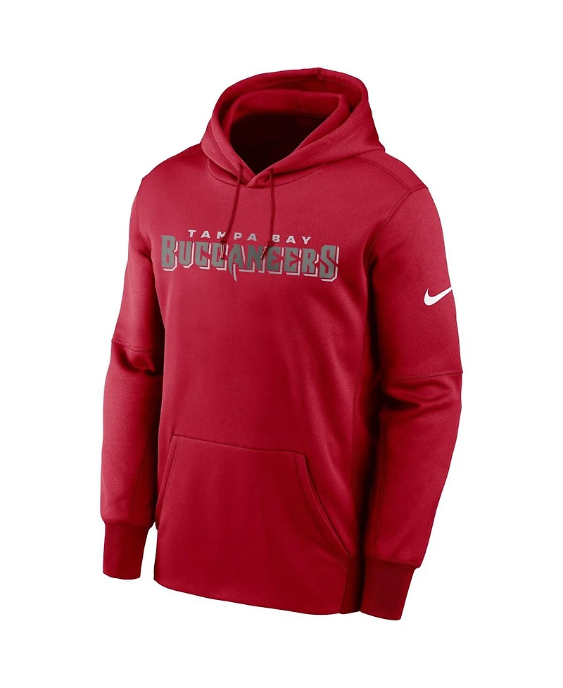 Men's Nike Red Tampa Bay Buccaneers Fan Gear Wordmark Performance Pullover Hoodie