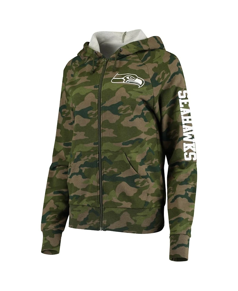 Women's New Era Camo Seattle Seahawks Raglan Full-Zip Hoodie