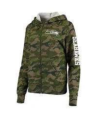 Women's New Era Camo Seattle Seahawks Raglan Full-Zip Hoodie