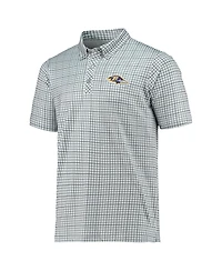 Men's Antigua Gray, Black Baltimore Ravens Deliver Button-Down Polo Shirt