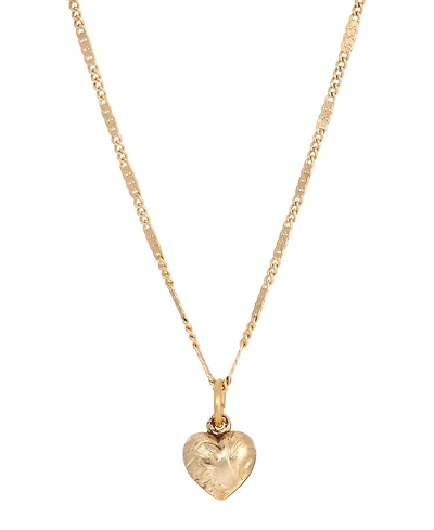2028 14k Gold-Plated Small Puffed Heart Floral Pattern Necklace