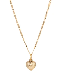2028 14k Gold-Plated Small Puffed Heart Floral Pattern Necklace