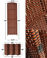 Sorbus Extra Wide - Diamond Weave Fiber Room Divider 6 Panel Espresso