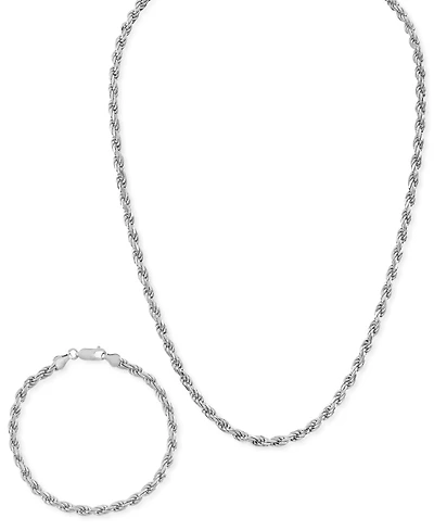 Esquire Men's Jewelry 2-Pc. Set 22" Rope Link Chain Necklace & Matching Bracelet, Created for Macy's