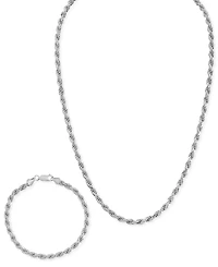 Esquire Men's Jewelry 2-Pc. Set 22" Rope Link Chain Necklace & Matching Bracelet, Created for Macy's