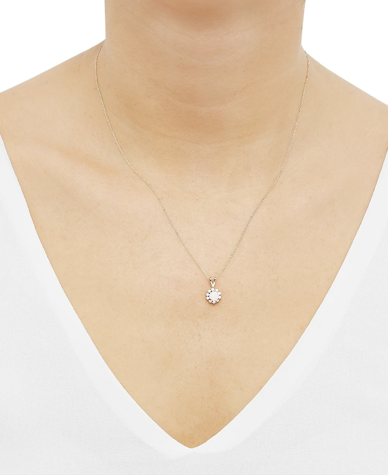 Lab-Grown Blue Sapphire (5/8 ct. t.w.) & Lab-Grown White Sapphire (1/3 ct. t.w.) Halo 18" Pendant Necklace in 14k Gold (Also in Citrine & Lab-Grown Op