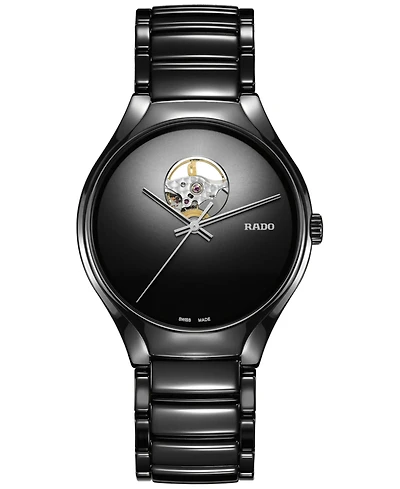 Rado Unisex Swiss Automatic True Secret Black Ceramic Bracelet Watch 40mm
