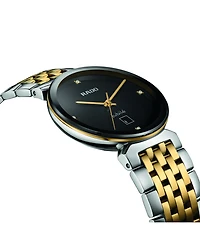 Rado Women's Swiss Florence Classic Diamond Accent Two Tone Stainless Steel Bracelet Watch 30mm