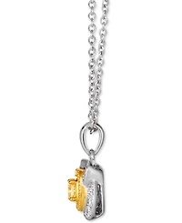Le Vian Sunny Yellow Diamond (1/4 ct. t.w.) & Vanilla Diamond (1/6 ct. t.w.) Double Halo 18" Pendant Necklace in Platinum & 14k Gold