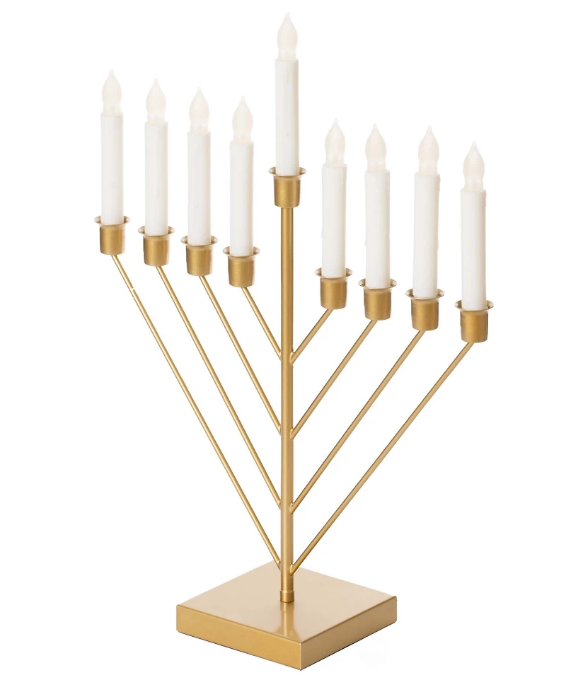 9 Branch Electric Chabad Judaic Chanukah Menorah with Led Candle Design Candlestick