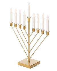 9 Branch Electric Chabad Judaic Chanukah Menorah with Led Candle Design Candlestick
