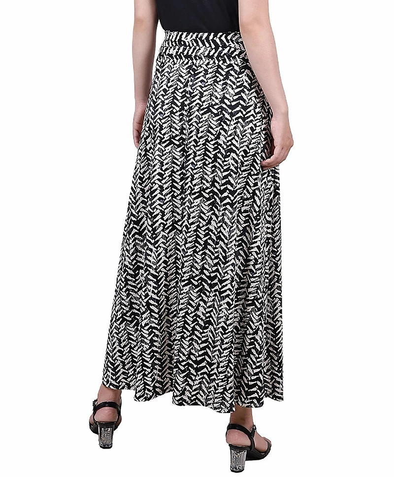 Ny Collection Petite Printed Maxi Skirt with Sash Waist Tie