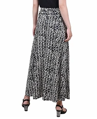 Ny Collection Petite Printed Maxi Skirt with Sash Waist Tie