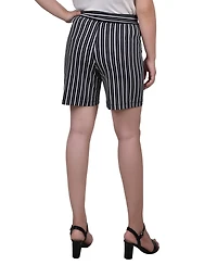 Ny Collection Petite Ring Belt Knit Shorts