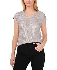 Vince Camuto Women's Sequined Dolman Sleeve V-Neck Blouse
