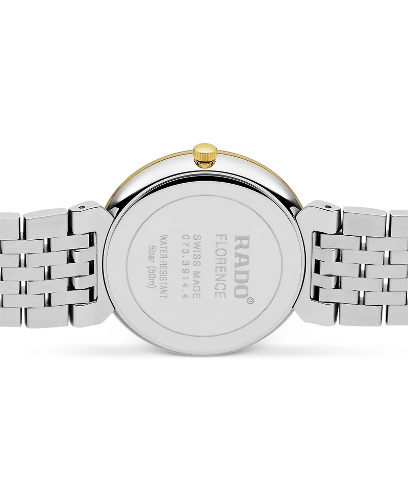 Rado Women's Swiss Florence Classic Diamond Accent Two Tone Stainless Steel Bracelet Watch 38mm