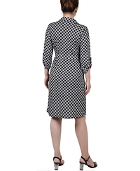 Ny Collection Petite 3/4-Sleeve Printed Shirt Dress