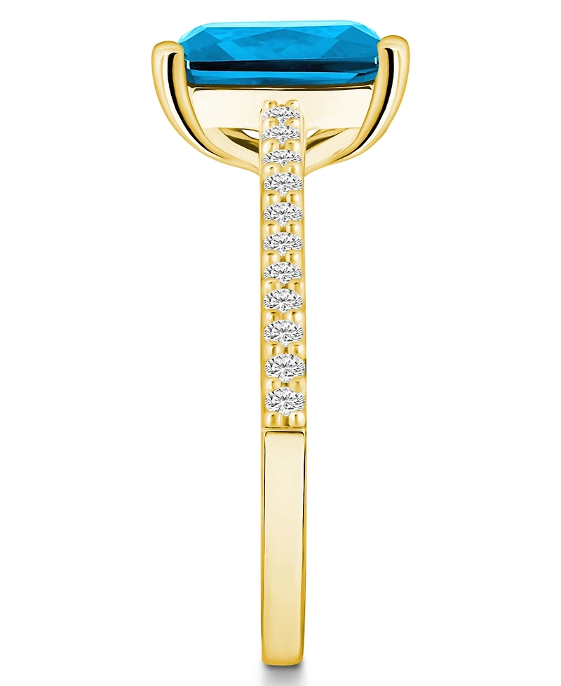Macy's Blue Topaz (4-1/4 ct. t.w.) and Diamond (1/4 Ring 14K Yellow Gold