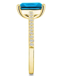 Macy's Blue Topaz (4-1/4 ct. t.w.) and Diamond (1/4 Ring 14K Yellow Gold