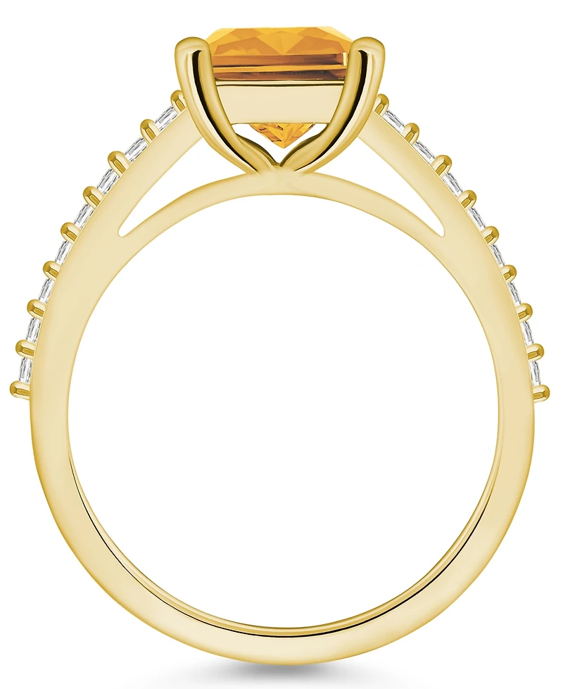 Macy's Citrine (3-1/7 ct. t.w.) and Diamond (1/4 Ring 14K Yellow Gold