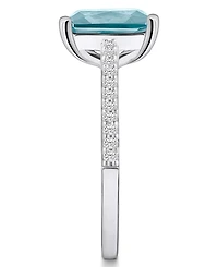 Macy's Aquamarine (3 ct. t.w.) and Diamond (1/4 Ring 14K White Gold