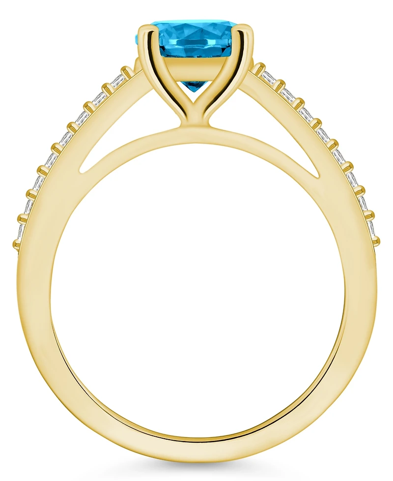 Macy's Blue Topaz (1-5/8 ct. t.w.) and Diamond (1/6 Ring 14K Yellow Gold
