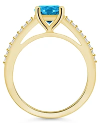Macy's Blue Topaz (1-5/8 ct. t.w.) and Diamond (1/6 Ring 14K Yellow Gold