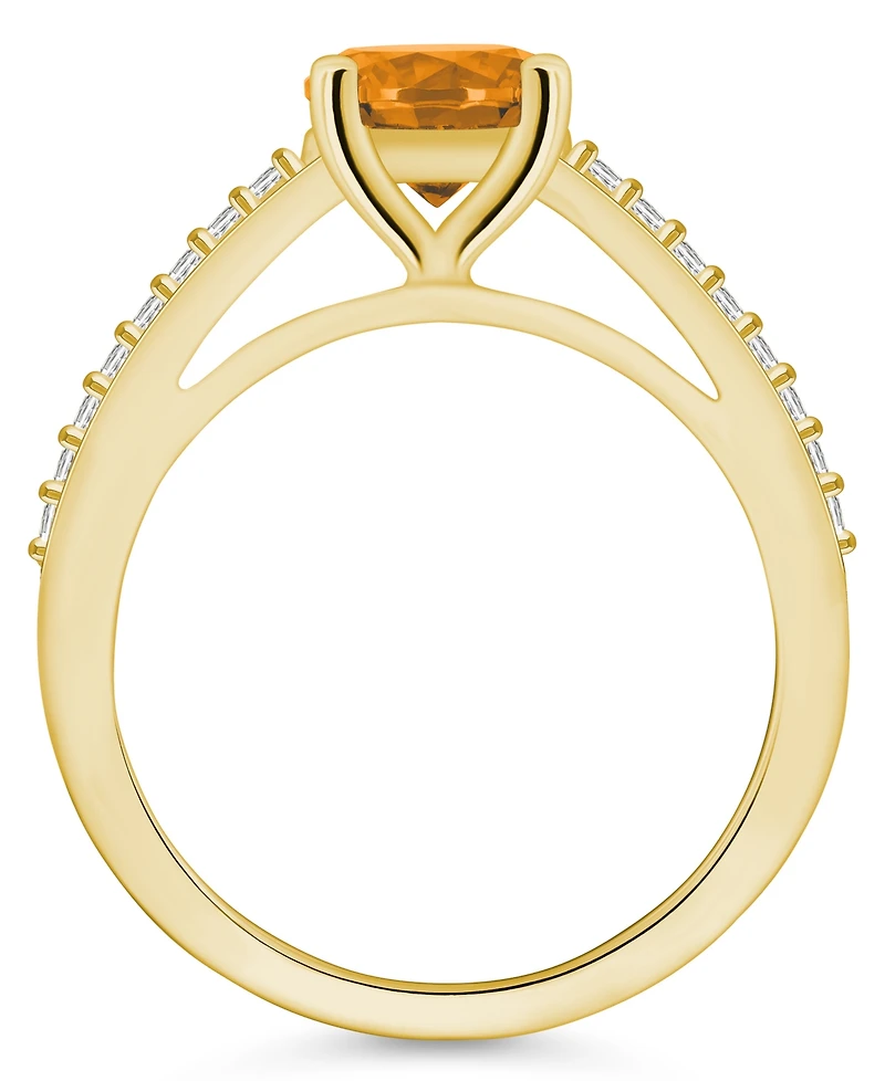 Macy's Citrine (1-1/4 ct. t.w.) and Diamond (1/6 Ring 14K Yellow Gold