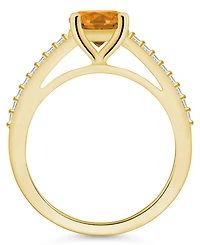 Macy's Citrine (1-1/4 ct. t.w.) and Diamond (1/6 Ring 14K Yellow Gold