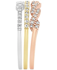 Diamond 3-Pc. Set Stacking Bands (1/2 ct. t.w.) in 14k Tricolor Gold