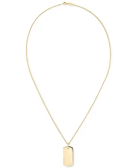 Polished Id Tag Pendant 18" Curb Link Chain Necklace in 10k Yellow Gold