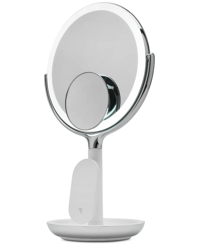 Sharper Image SpaStudio Vanity 8-inch Mirror with Built-In Qi Wireless Phone Charger, 5X and 10X Magnification