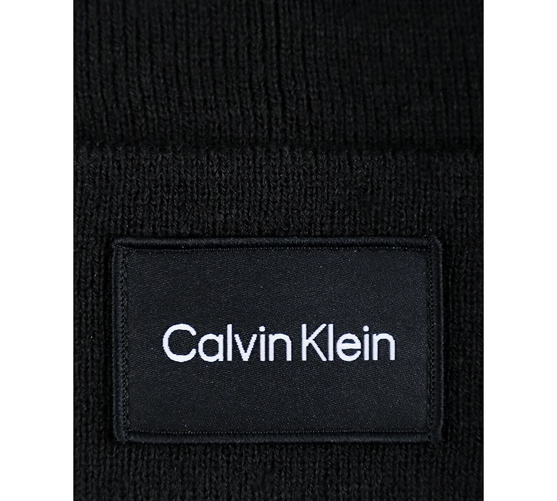Calvin Klein Men's Woven Logo Patch Beanie