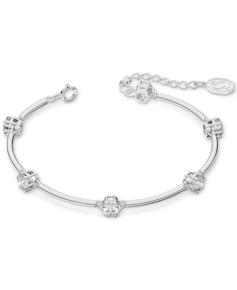 Swarovski Silver-Tone Crystal Station Bangle Bracelet