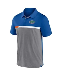 Men's Fanatics Royal and Heathered Gray Florida Gators Split Block Color Block Polo Shirt