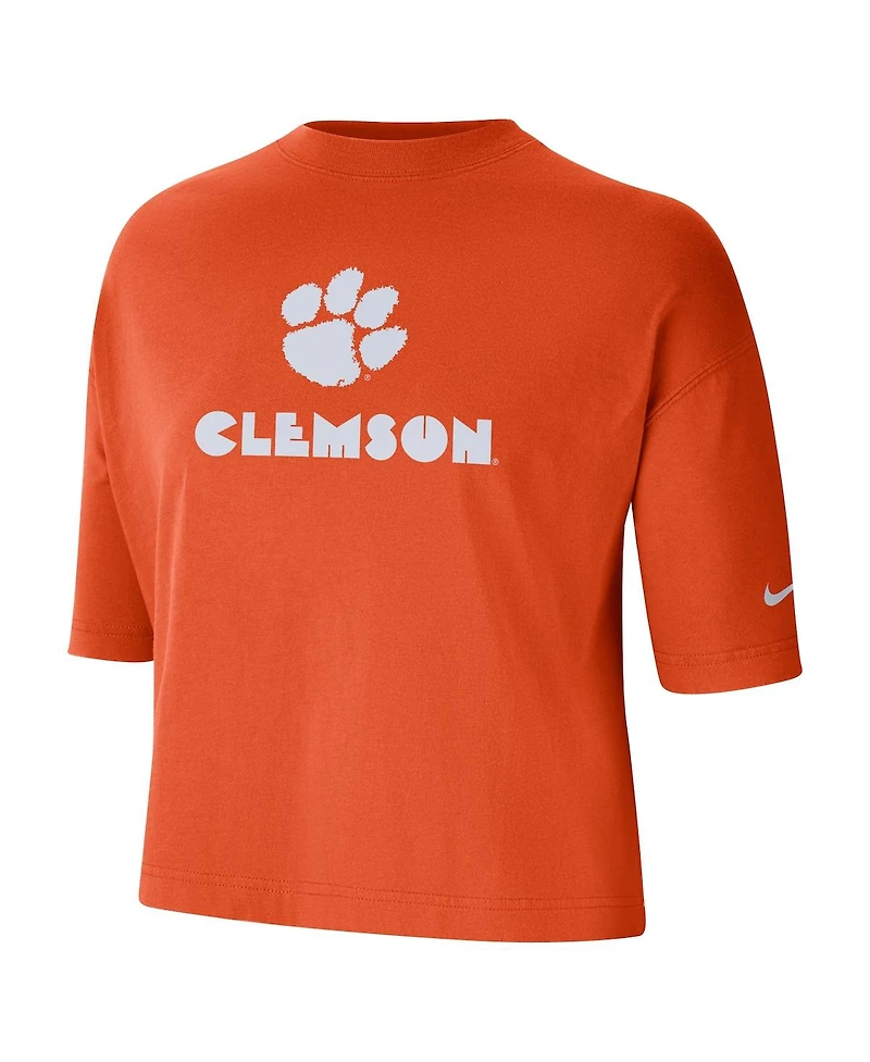 Women's Nike Orange Clemson Tigers Crop Performance T-shirt