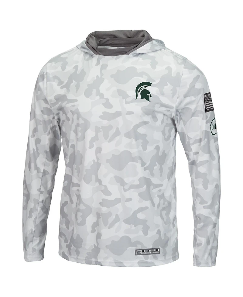Men's Colosseum Arctic Camo Michigan State Spartans Oht Military-Inspired Appreciation Long Sleeve Hoodie Top