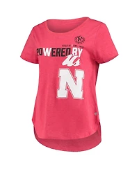 Women's Colosseum Heathered Scarlet Nebraska Huskers PoWered By Title Ix T-shirt