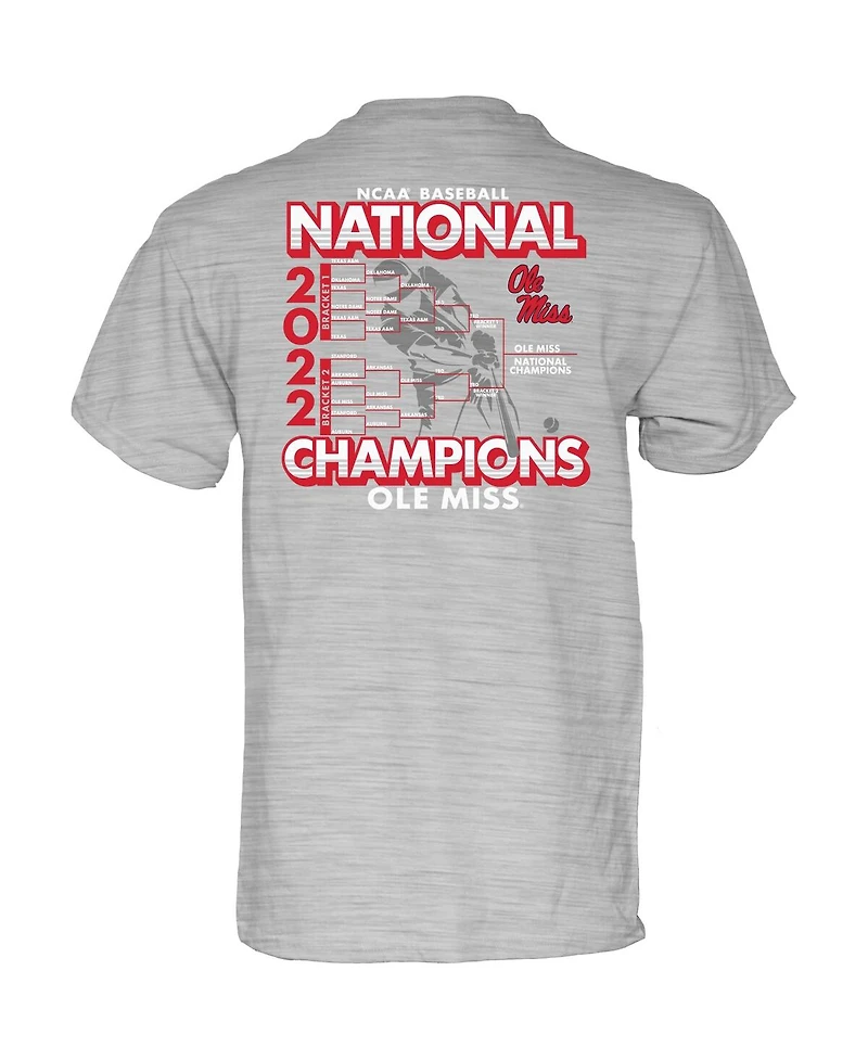 Men's Blue 84 Heathered Gray Ole Miss Rebels 2022 Ncaa Men's Baseball College World Series Champions Schedule T-shirt