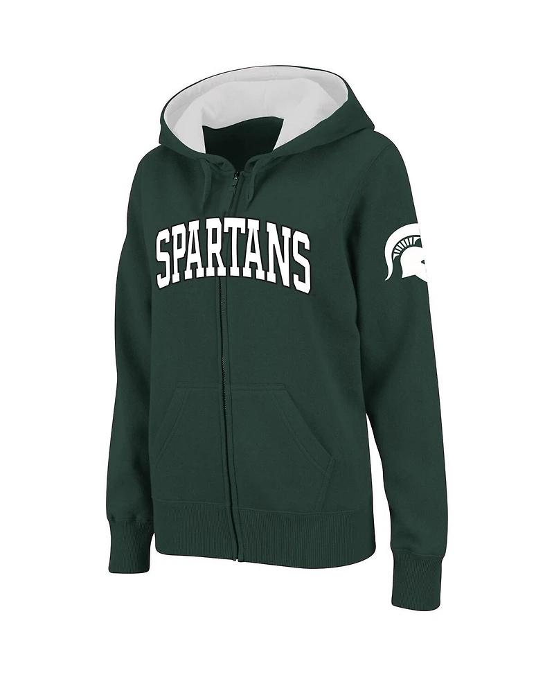 Women's Colosseum Michigan State Spartans Arched Name Full-Zip Hoodie