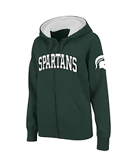 Women's Colosseum Michigan State Spartans Arched Name Full-Zip Hoodie