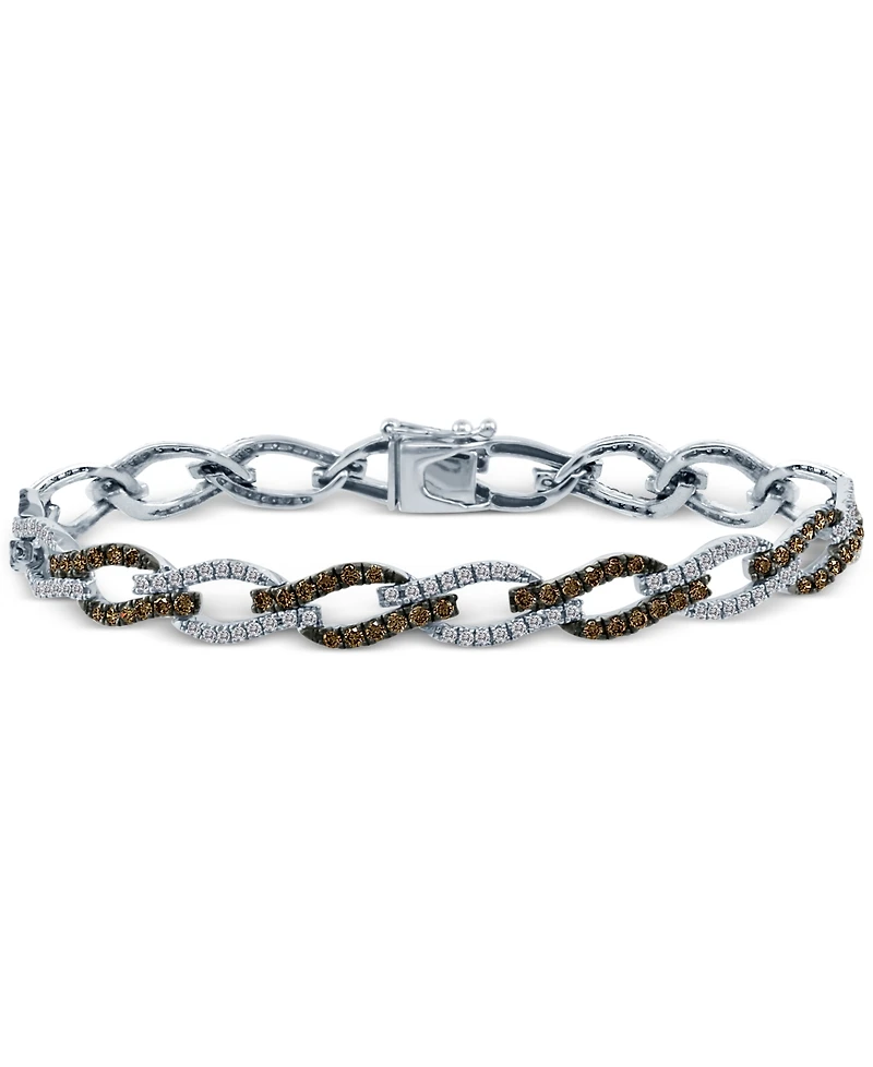 Le Vian Chocolate Diamond (1-3/4 ct. t.w.) & Vanilla Diamond (3/4 ct. t.w.) Open Link Bracelet in 14k White Gold