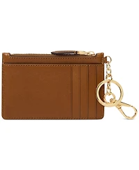 Lauren Ralph Full-Grain Leather Key-Ring Small Zip Card Case