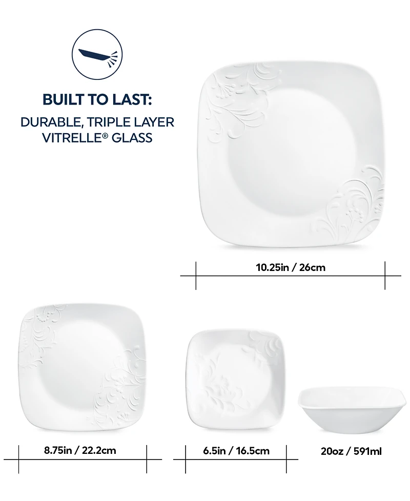 Corelle Cherish Square 16 Pc. Dinnerware Set, Service for 4