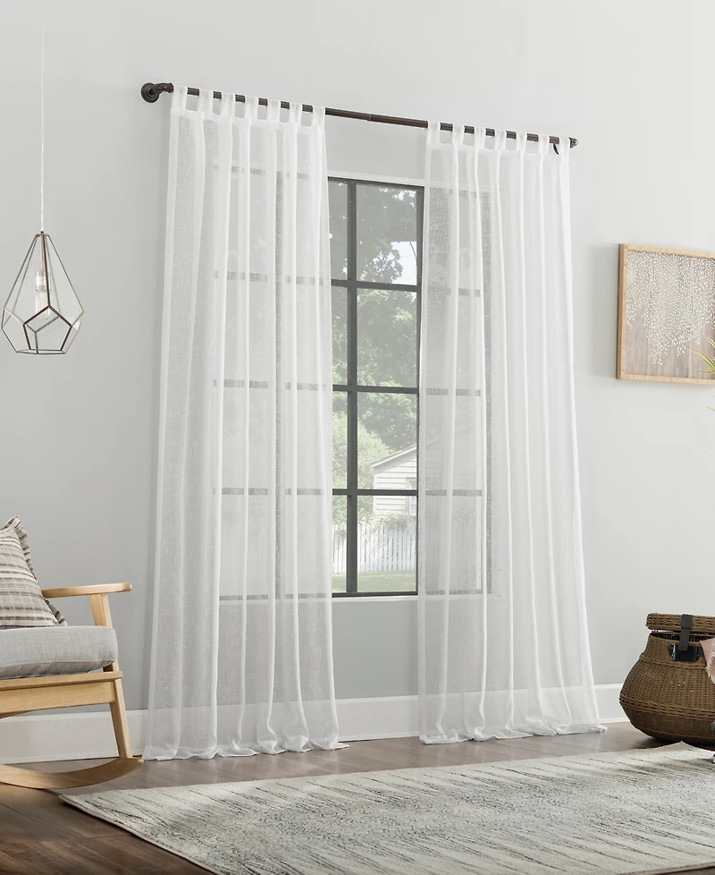 Burlap Weave Linen Blend Tab Top Curtain