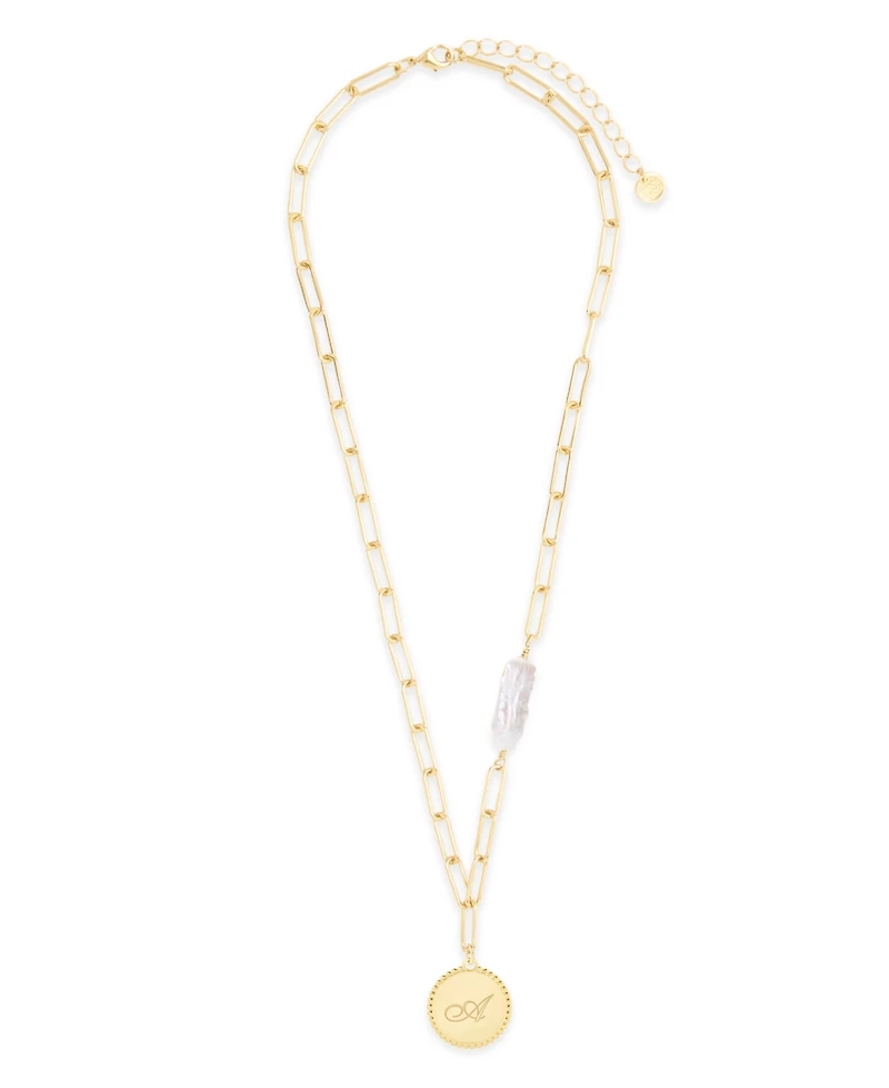 brook & york Biwa Imitation Imitation Pearl Micaela Initial Pendant