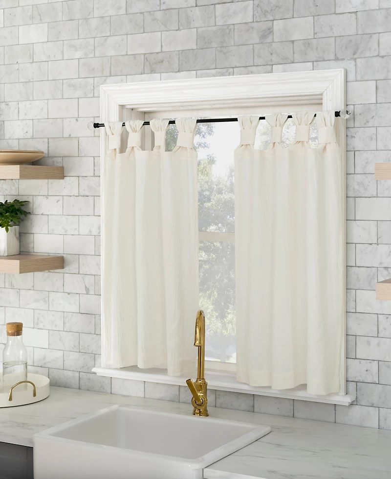 Washed Cotton Twist Tab Cafe Curtain Pair