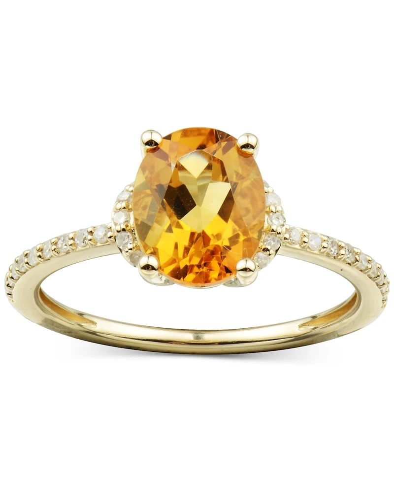 Citrine (1-5/8 ct. t.w.) & Diamond (1/8 ct. t.w.) Ring in 14k Gold